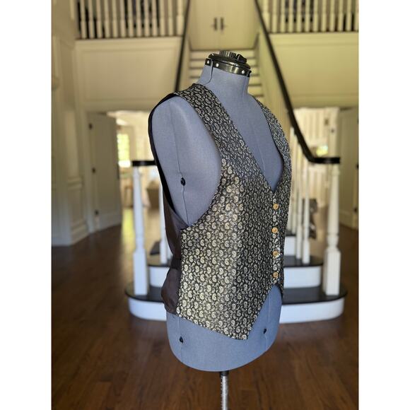 Vintage Unisex Gold Shimmer Paisley Vest SteamPunk WhimsyGoth Costume Cosplay - Picture 3 of 11